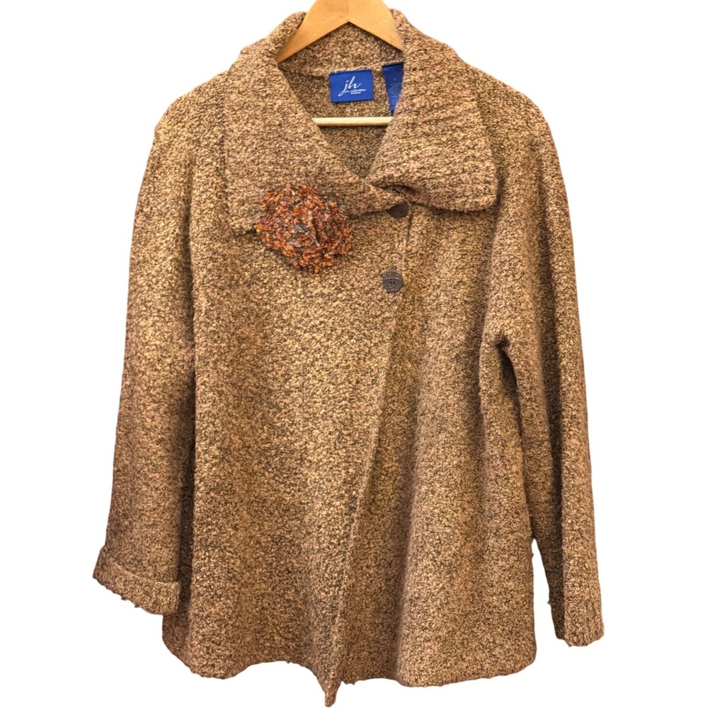 Vintage JH Collectibles Woman Boucle Knit Jacket Cabincore Earthy Dark Academia